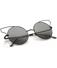 Cat Eye Women's Full Metal Open Design Frame Round Cat Eye Sunglasses 55mm - Black / Smoke - CS12J347HBZ $12.45