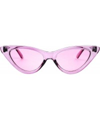 Cat Eye Slim Small Exaggerated Cat Eye Sunglasses Clear Translucent Candy Color Tinted Lens Shades - Posh Purple - CP18CA5T3Z...