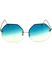 Rimless HUGE OVERSIZED LARGE VINTAGE OCTAGON Rimless RETRO Style SUNGLASSES - Blue Yellow - CU17XX9SUXN $15.65