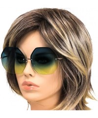 Rimless HUGE OVERSIZED LARGE VINTAGE OCTAGON Rimless RETRO Style SUNGLASSES - Blue Yellow - CU17XX9SUXN $15.65