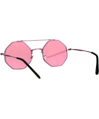 Round Octagon Shape Sunglasses Flat Top Metal Frame Colorful Shades UV 400 - Pink - CA185Z0N2TI $8.39