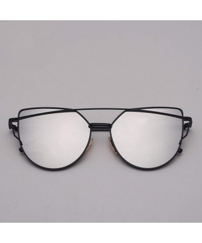 Oval 2018 Brand Designer Cat Eye Sunglasses Women Vintage Metal Reflective Glasses Mirror Retro Oculos De Sol Gafas - CV1985D...