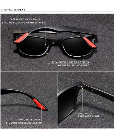 Wayfarer Genuine Tough Men's Polarized Sunglasses Square Fashion - Black/Red - CS18YK8HDCE $22.25