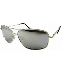 Aviator New Promotional Rectangular Aviator Sunglasses with Mirror lens - Silver - CX11EPUMBYB $8.89