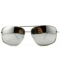 Aviator New Promotional Rectangular Aviator Sunglasses with Mirror lens - Silver - CX11EPUMBYB $8.89