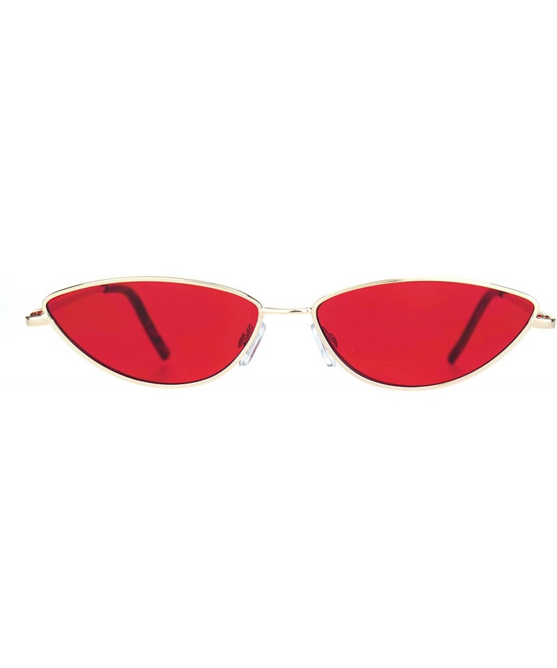 Oval Skinny Oval Shape Sunglasses Womens Small Metal Frame Color Lens UV 400 - Gold (Red) - C2196C0Z06Q $9.04