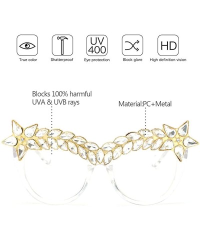 Oversized Womens Luxury Diamond Decorated Sunglasses UV400 Retro Eyeglasses - Style 06 - CZ18GWRR47M $11.02