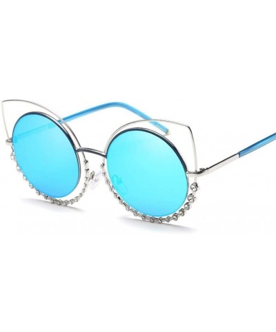 Round Luxury Rhinestone Sunglass Fashion Cateye Sun Glasses Women Vintage Round Lens Sunglasses UV400 - SILVER - CR18XE02HWK ...