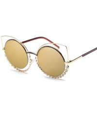 Round Luxury Rhinestone Sunglass Fashion Cateye Sun Glasses Women Vintage Round Lens Sunglasses UV400 - SILVER - CR18XE02HWK ...