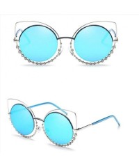 Round Luxury Rhinestone Sunglass Fashion Cateye Sun Glasses Women Vintage Round Lens Sunglasses UV400 - SILVER - CR18XE02HWK ...