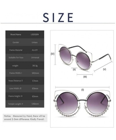 Round Luxury Rhinestone Sunglass Fashion Cateye Sun Glasses Women Vintage Round Lens Sunglasses UV400 - SILVER - CR18XE02HWK ...