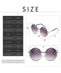 Round Luxury Rhinestone Sunglass Fashion Cateye Sun Glasses Women Vintage Round Lens Sunglasses UV400 - SILVER - CR18XE02HWK ...