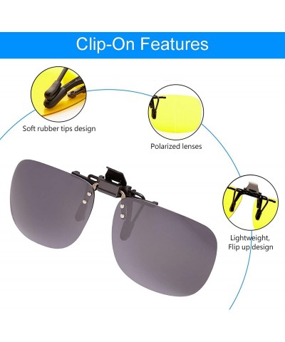 Sport Polarized Clip On Sunglasses Driving Reading 2Pack - Oval (Gray & Gray) - CC19DAT64S4 $13.82