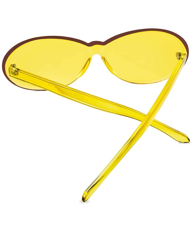 Rimless One Piece Transparent Candy Color Tinted Sunglasses