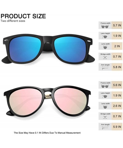 Wrap Polarized Sunglasses for Women Men Retro Mirrored Sun Glasses with UV Protection 2 Pack - CH18XAU84DY $19.71