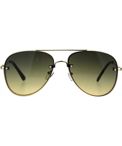 Aviator Rims Behind Lens Aviator Sunglasses Designer Style Metal Frame UV 400 - Gold (Brown) - CW188T56R59 $10.66