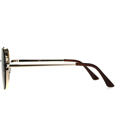 Aviator Rims Behind Lens Aviator Sunglasses Designer Style Metal Frame UV 400 - Gold (Brown) - CW188T56R59 $10.66