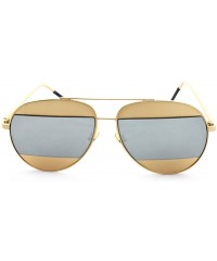 Aviator "Montious" Aviator Ultra Premium Brushed Aluminum Authentic Flash Sunglasses - Gold/Silver - CG12K7STVKB $12.41