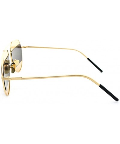 Aviator "Montious" Aviator Ultra Premium Brushed Aluminum Authentic Flash Sunglasses - Gold/Silver - CG12K7STVKB $12.41