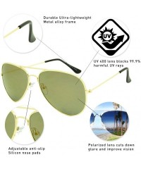 Aviator Classic Aviator Sunglasses Lightweight Metal Frame Polarized Lens - Style 1- Gold/Gold - CZ195ZTYTNC $10.65