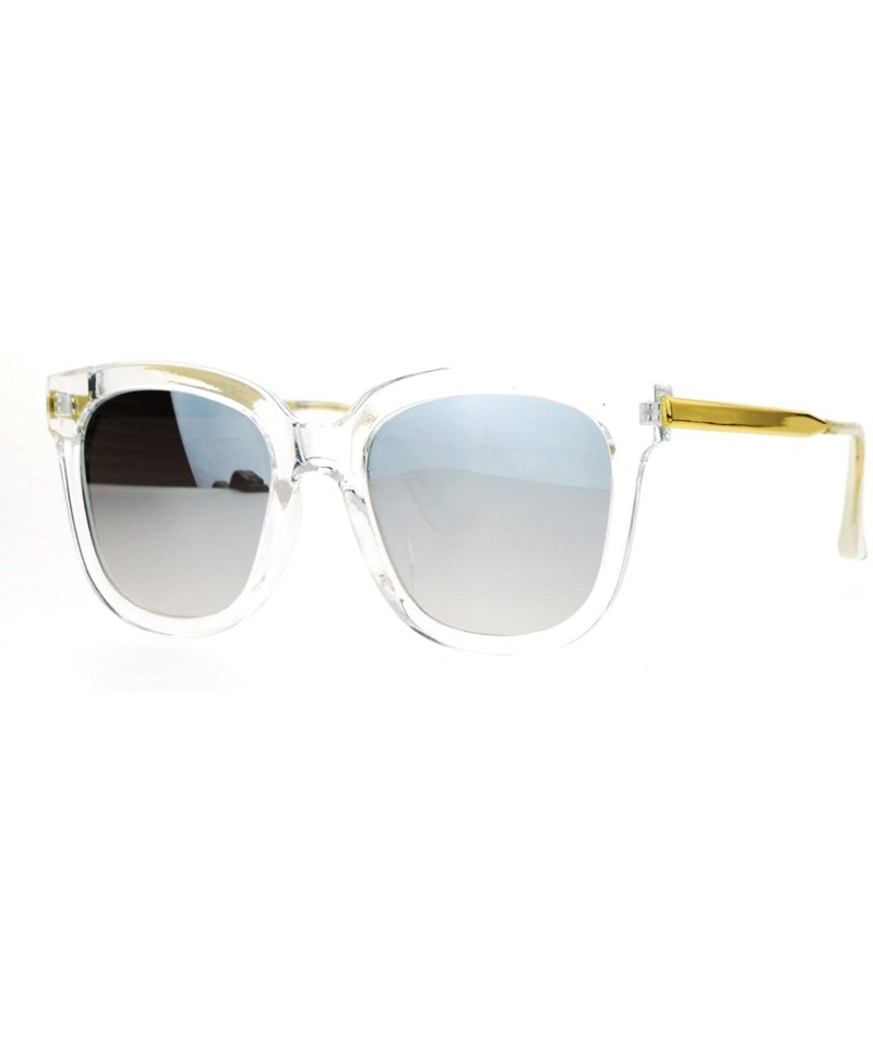 Wayfarer Womens Mirrored Mirror Lens Horn Rim Horned Metal Arm Sunglasses - Clear Silver - C212FLPHXVT $14.27