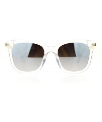 Wayfarer Womens Mirrored Mirror Lens Horn Rim Horned Metal Arm Sunglasses - Clear Silver - C212FLPHXVT $14.27