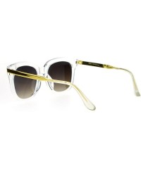 Wayfarer Womens Mirrored Mirror Lens Horn Rim Horned Metal Arm Sunglasses - Clear Silver - C212FLPHXVT $14.27