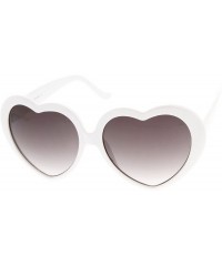 Aviator Large Oversized Womens Heart Shaped Sunglasses Cute Love Fashion Eyewear - White Smoke - CN116KFQRQ7 $11.87