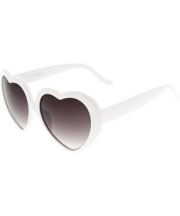 Aviator Large Oversized Womens Heart Shaped Sunglasses Cute Love Fashion Eyewear - White Smoke - CN116KFQRQ7 $11.87