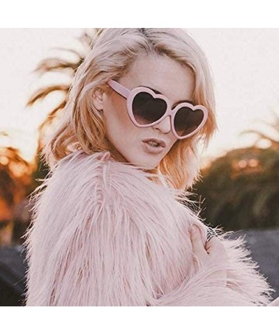 Aviator Large Oversized Womens Heart Shaped Sunglasses Cute Love Fashion Eyewear - White Smoke - CN116KFQRQ7 $11.87