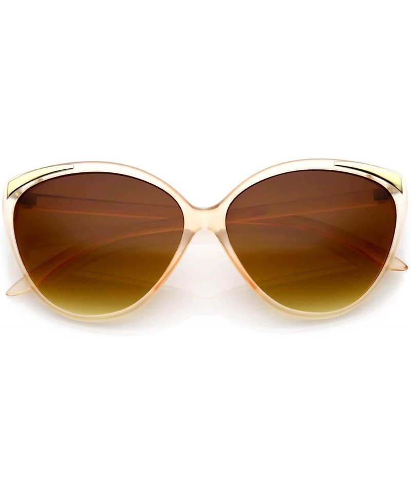 Cat Eye Women's Oversize Metal Accent Bold Cat Eye Sunglasses 61mm - Pink-gold / Amber - CI1856558S2 $11.31