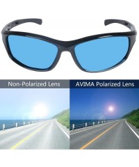 Round Basics Polarized Tr90 Unbreakable Frame Sports Sunglasses for Outdoor - Black/Black With Blue Lens - CM17AZ5SQKN $22.20