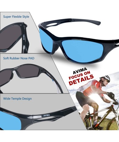 Round Basics Polarized Tr90 Unbreakable Frame Sports Sunglasses for Outdoor - Black/Black With Blue Lens - CM17AZ5SQKN $22.20