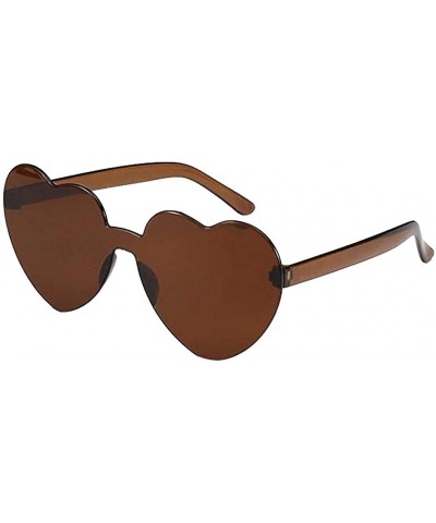 Goggle Polarized Sunglasses Transparent Frameless Vacation - Coffee - C4190RCZ8UG $9.73