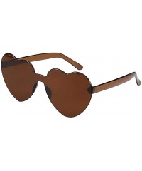 Goggle Polarized Sunglasses Transparent Frameless Vacation - Coffee - C4190RCZ8UG $9.73