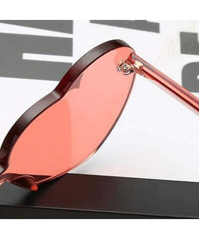 Goggle Polarized Sunglasses Transparent Frameless Vacation - Coffee - C4190RCZ8UG $9.73