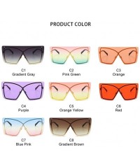 Oversized Oversized Rimless Square Sunglasses Women Brand Designer One Piece Sun Glasses Female Flat Top Gradient Eyewear - C...