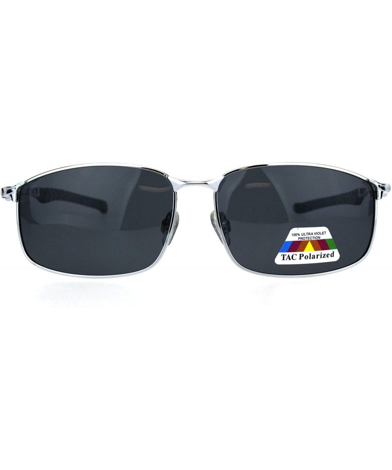 Sport Mens TAC Polarized Lens Rectangular Agent Metal Rim Sport Sunglasses - Silver Black - CB18HG3CWLY $14.73