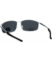 Sport Mens TAC Polarized Lens Rectangular Agent Metal Rim Sport Sunglasses - Silver Black - CB18HG3CWLY $14.73