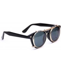 Round Fashion Vintage Clip On Lens Retro Sunglasses - Gold/Black Lens - CN12DZV7XPR $14.77