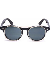 Round Fashion Vintage Clip On Lens Retro Sunglasses - Gold/Black Lens - CN12DZV7XPR $14.77