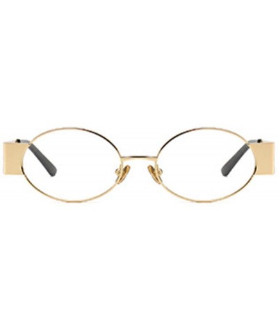 Rectangular Men's and women's Fashion Resin lens Oval Frame Retro Sunglasses UV400 - Gold White - C318N0I38MH $9.46