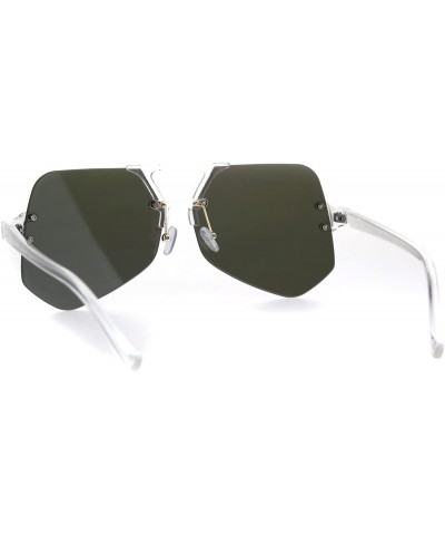 Rimless Color Mirror Trendy Clear Frame Rimless Squared Racer Flat Plastic Sunglasses - Purple Mirror - CO185NO5O2R $11.49