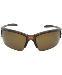 Wrap Wrap Around Half Rim Polarized Sunglasses PSR82 - Brown Frame Brown Lenses - CL18LYZYE9D $16.89