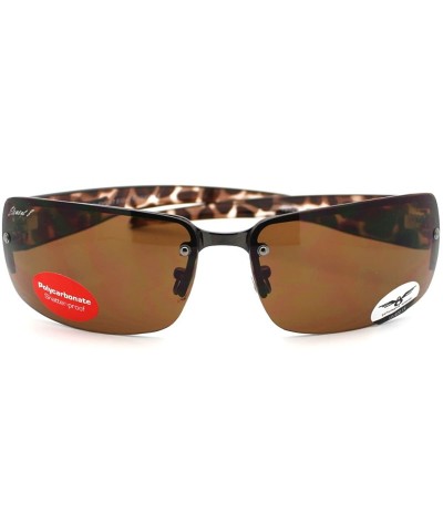 Rimless Rimless Rectangular Sunglasses Mens Designer Fashion Shades - Brown Tort - CO11CRQ2QZJ $11.13