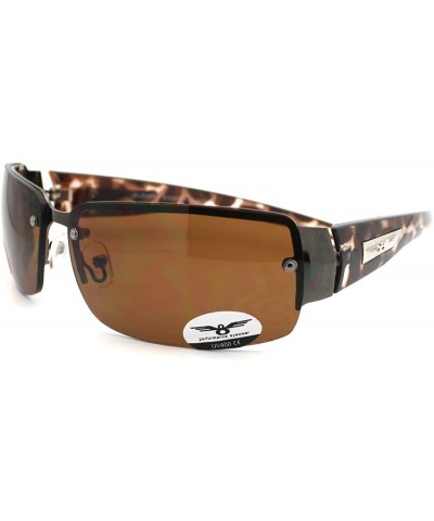 Rimless Rimless Rectangular Sunglasses Mens Designer Fashion Shades - Brown Tort - CO11CRQ2QZJ $11.13