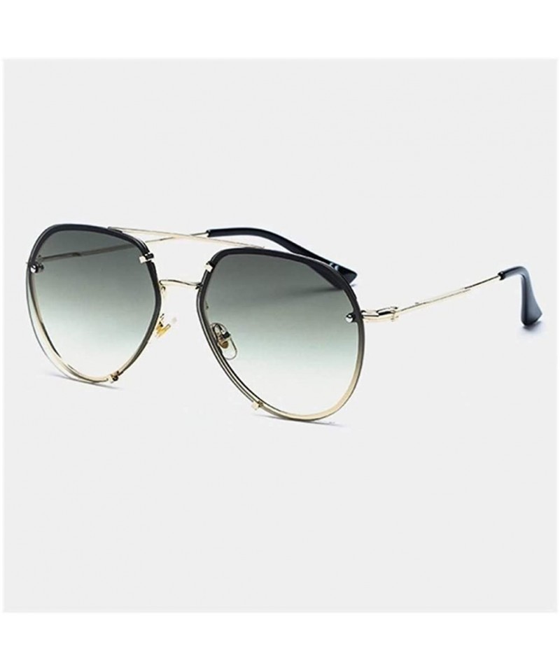 Oval Alloy Metal Frame Oval Gradient Lens Sunglasses for Women UV400 - C2 Gold Green - CR1987AO83D $14.91