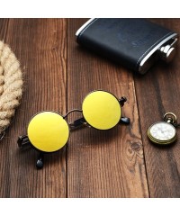 Round Polarized Steampunk Round Sunglasses for Men Women Mirrored Lens Metal Frame S2671 - Brown&gold - CX182XIHDET $17.38