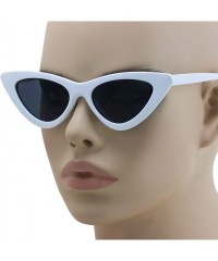 Goggle Cat Eye Sunglasses Clout Goggle Sexy Women Exaggerated Slim Frame Colorful Tinted Lens - White -Black - CG11HWMQ4RJ $9.96