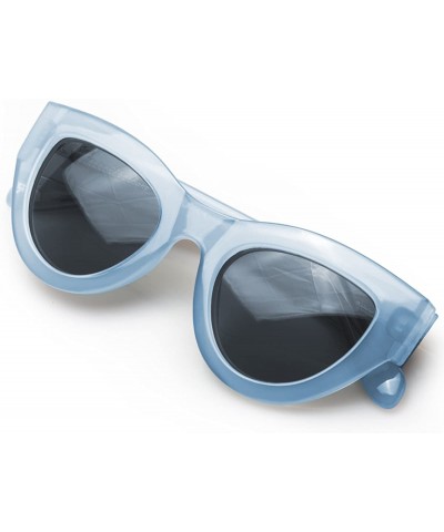 Rectangular Polarized Sunglasses Protection Oversized - Cateye Blue - CT18EWY3EHD $21.66